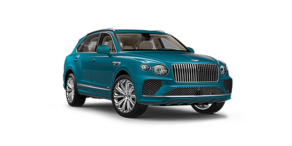 Bentley Tel Aviv Bentley Bentayga Azure, front three - quarter view with Topaz blue exterior.